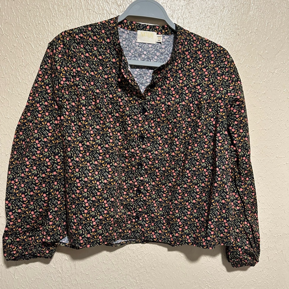 Nation LTD Floral Paisley Pintuck Crop Cotton Top size XS 100% Pima Cotton